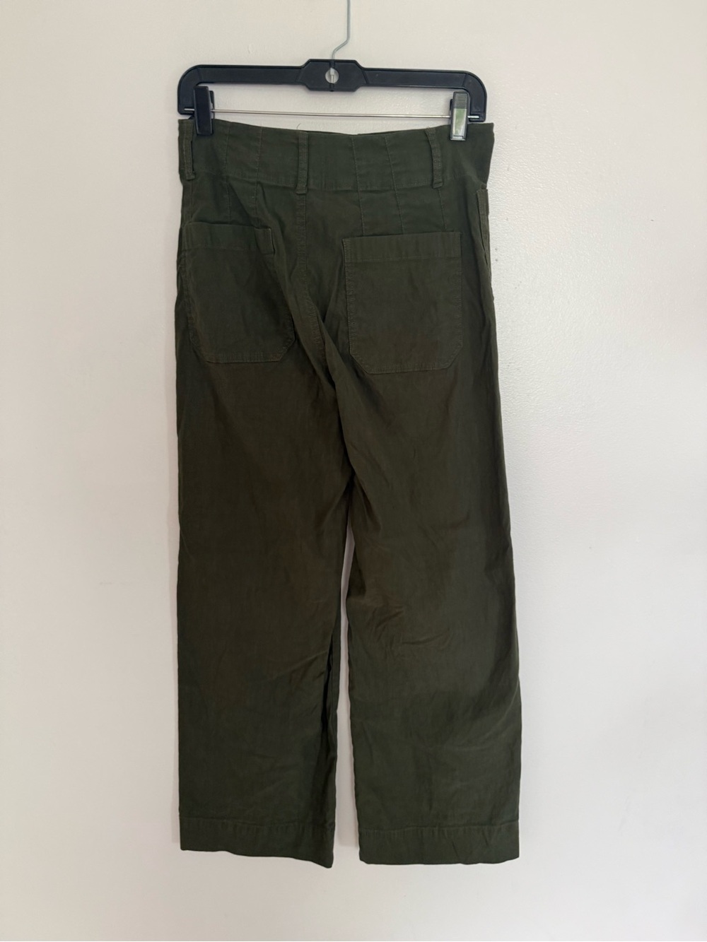 Anthropologie Maeve Pants Colette Magic Fabric Wide Leg Cropped in Olive Green - Picture 8 of 11